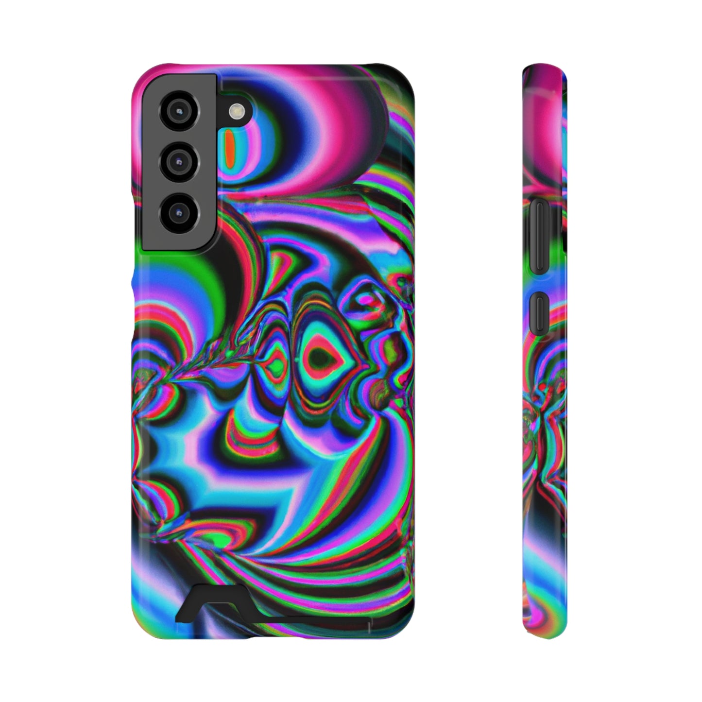 iPhone 13 and Samsung S21, S22 Cases with Card Holder Ft. Abstract Time