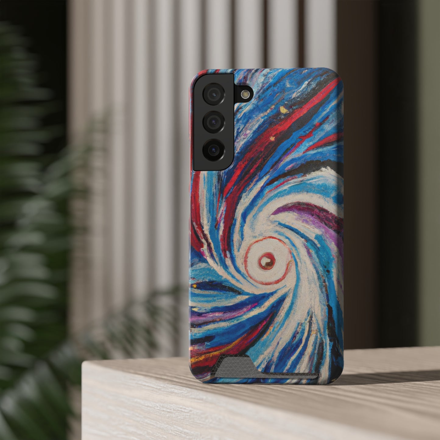 iPhone 13 and Samsung S21, S22 Cases with Card Holder Ft. Abstract Vortex