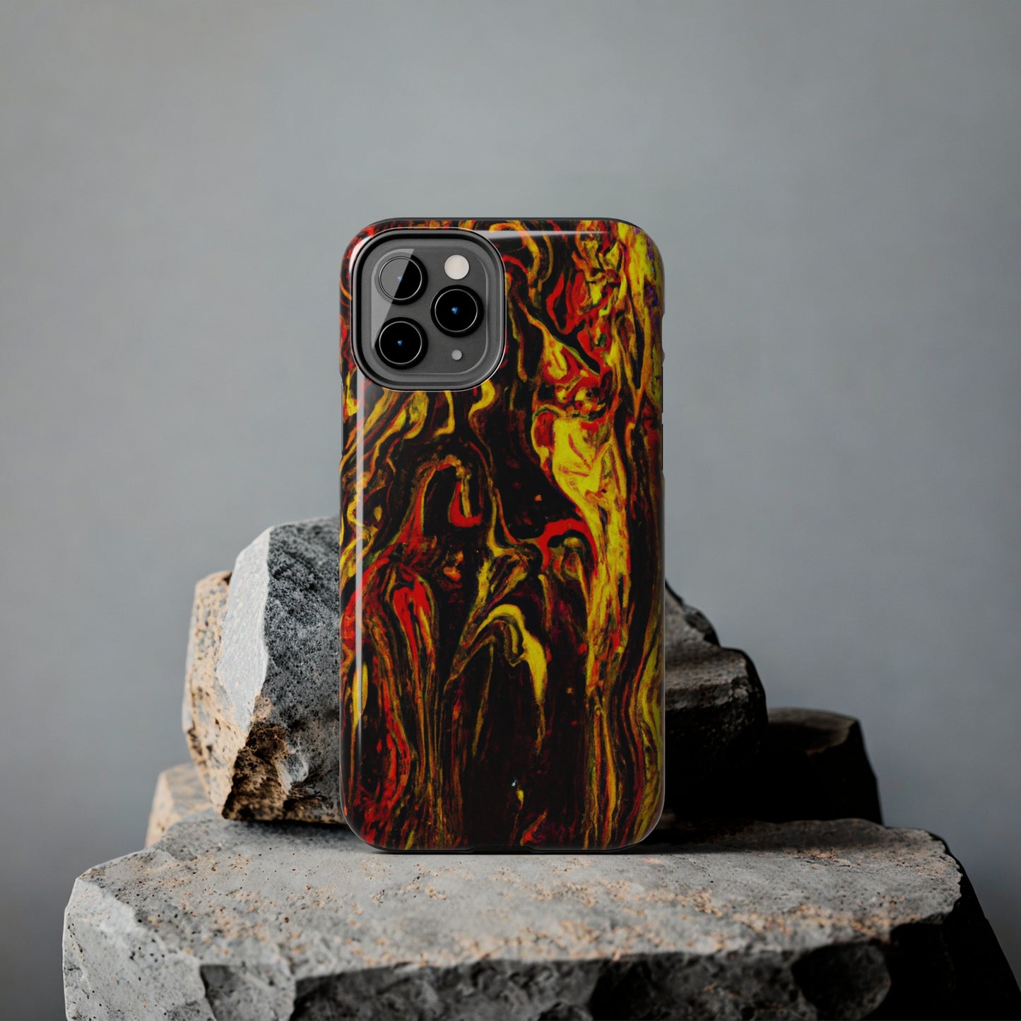 Tough Apple iPhone Case Ft. Abstract Black and Yellow
