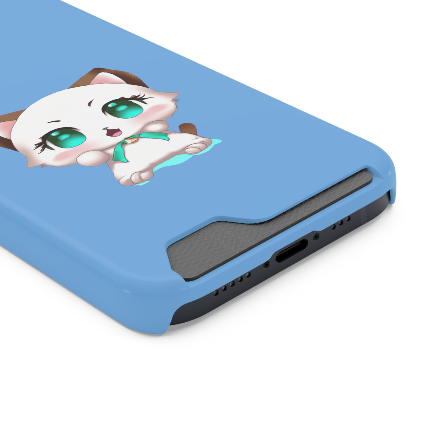 iPhone 13 and Samsung S21, S22 Cases with Card Holder Ft. Cute Kitty