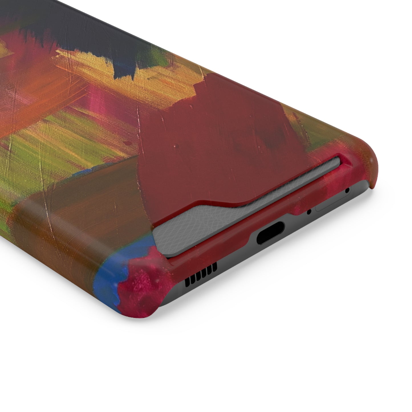 iPhone 13 and Samsung S21, S22 Cases with Card Holder Ft. Abstract Red