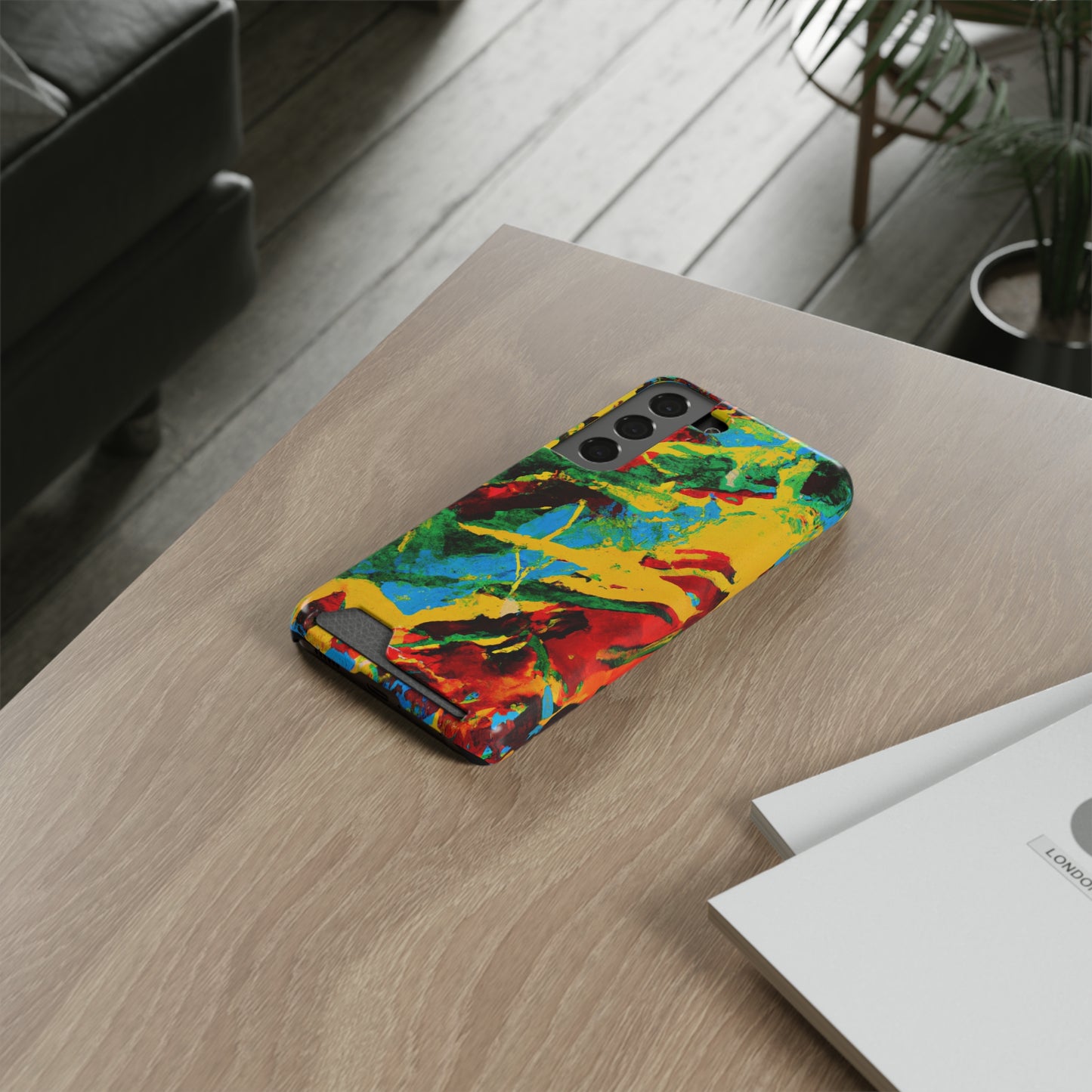 iPhone and Samsung Cases with Card Holder Ft. Abstract Tropical