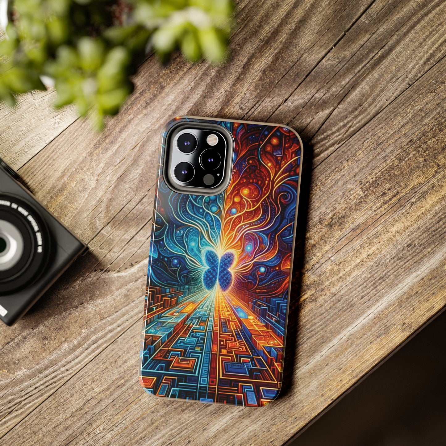 ToughDrop Apple iPhone Case Ft. Cyber Blue Butterfly