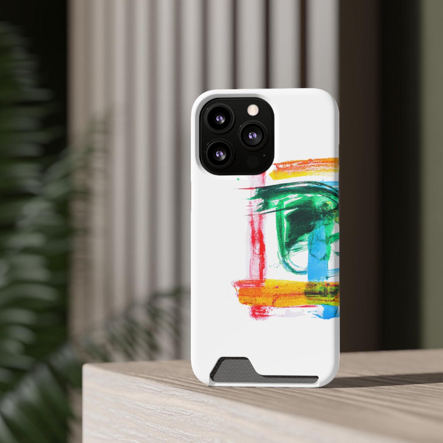 iPhone 13 and Samsung S21, S22 Cases with Card Holder Ft. Abstract Frame