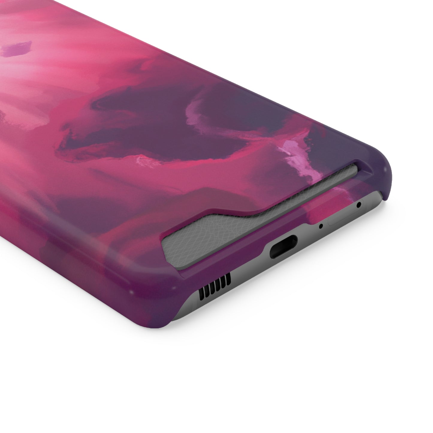iPhone 13 and Samsung S21, S22 Cases with Card Holder Ft. Abstract Pink Sky
