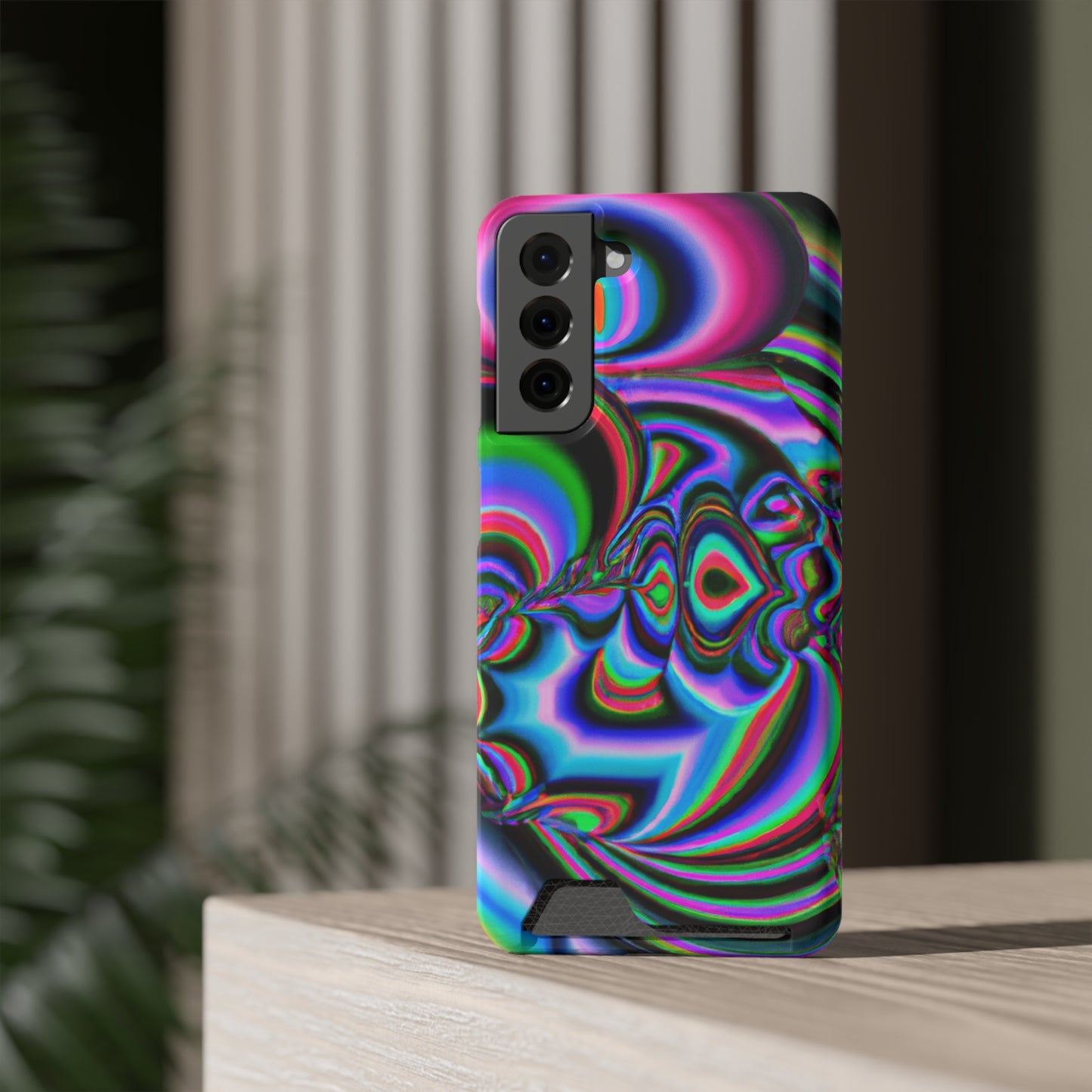 iPhone 13 and Samsung S21, S22 Cases with Card Holder Ft. Abstract Time