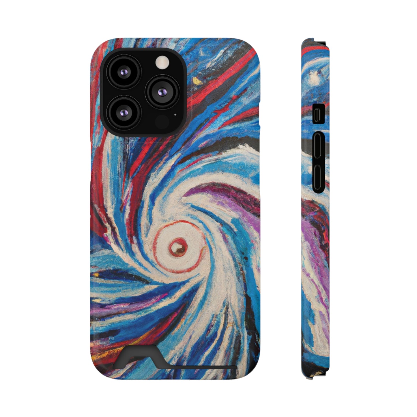 iPhone 13 and Samsung S21, S22 Cases with Card Holder Ft. Abstract Vortex