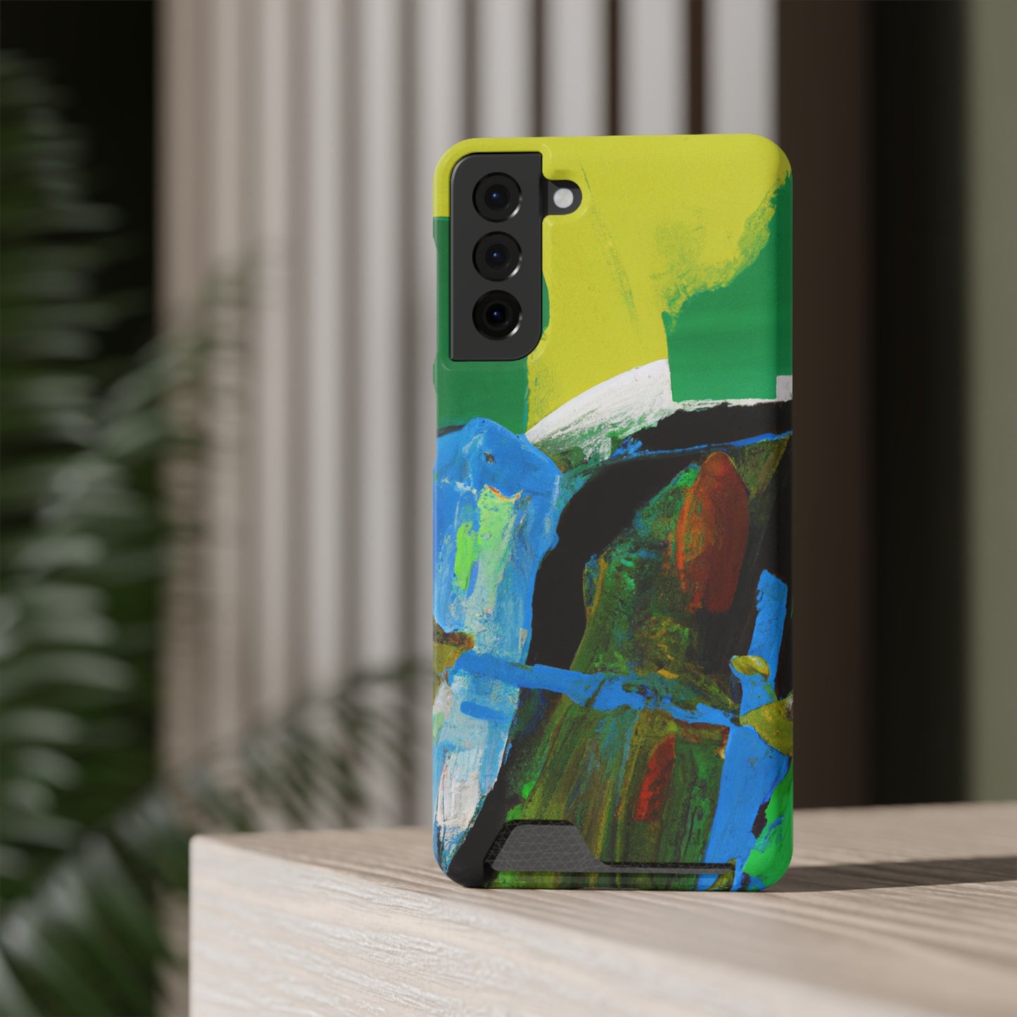 iPhone 13 and Samsung S21, S22 Cases with Card Holder Ft. Abstract River