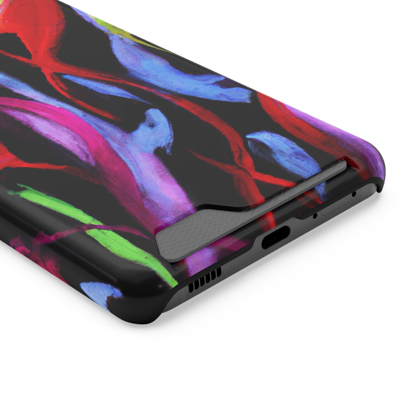 iPhone 13 and Samsung S21, S22 Cases with Card Holder Ft. Abstract Tulips
