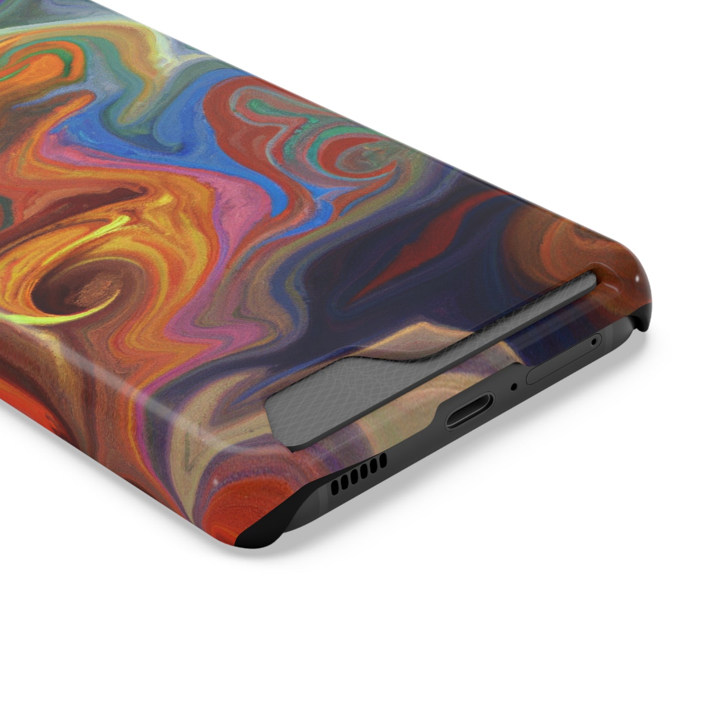 iPhone or Samsung Case with Card Holder Ft. Fractured Waves