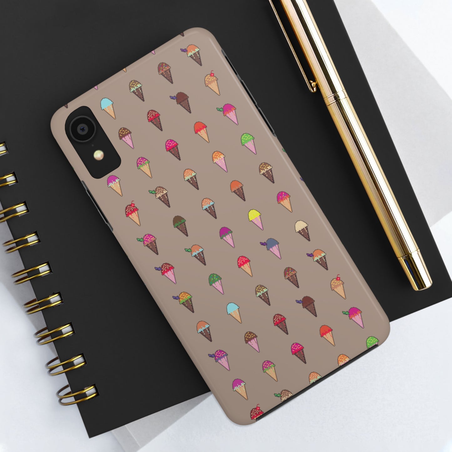 Tough Apple iPhone Case Ft. Pixel Ice Cream Cones