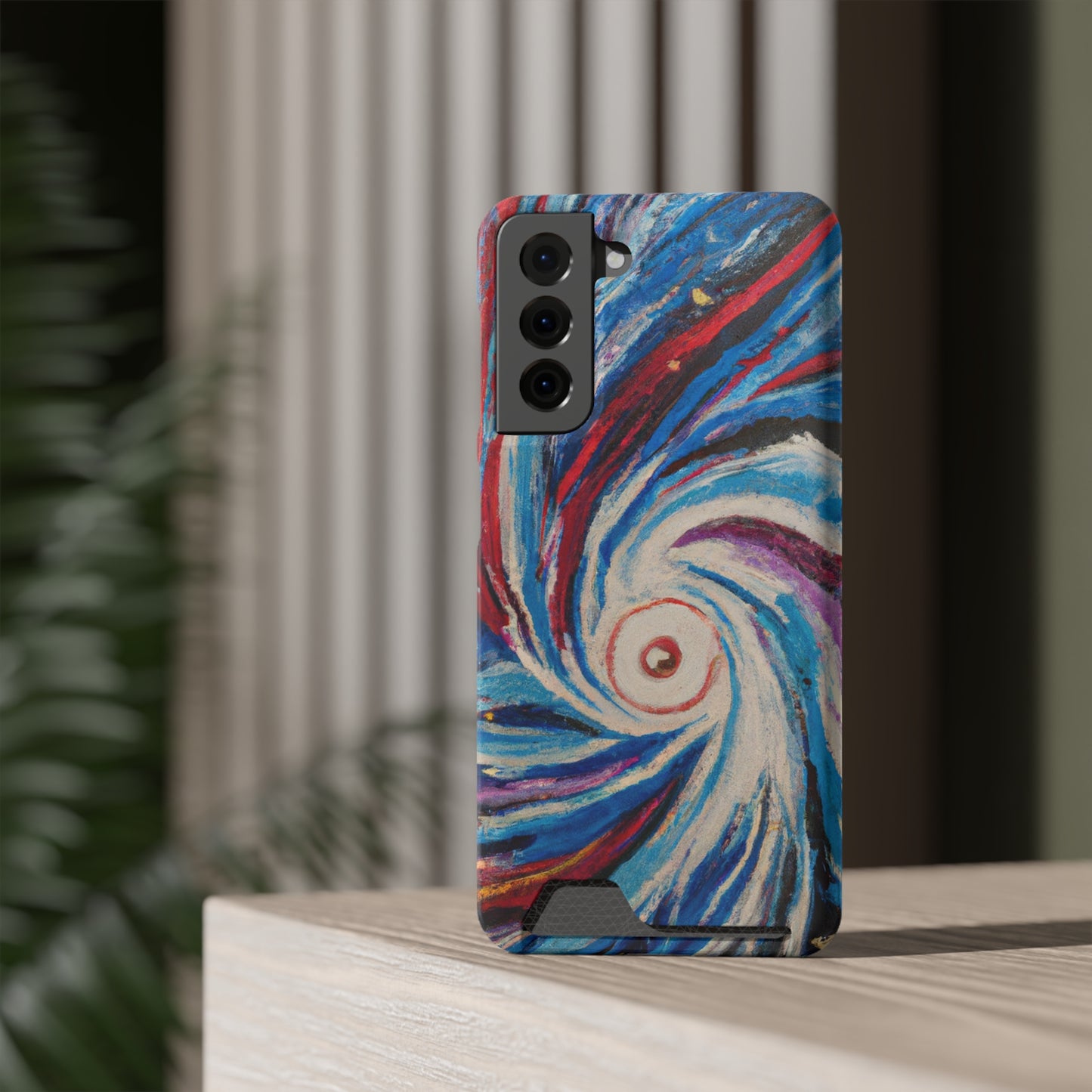 iPhone 13 and Samsung S21, S22 Cases with Card Holder Ft. Abstract Vortex