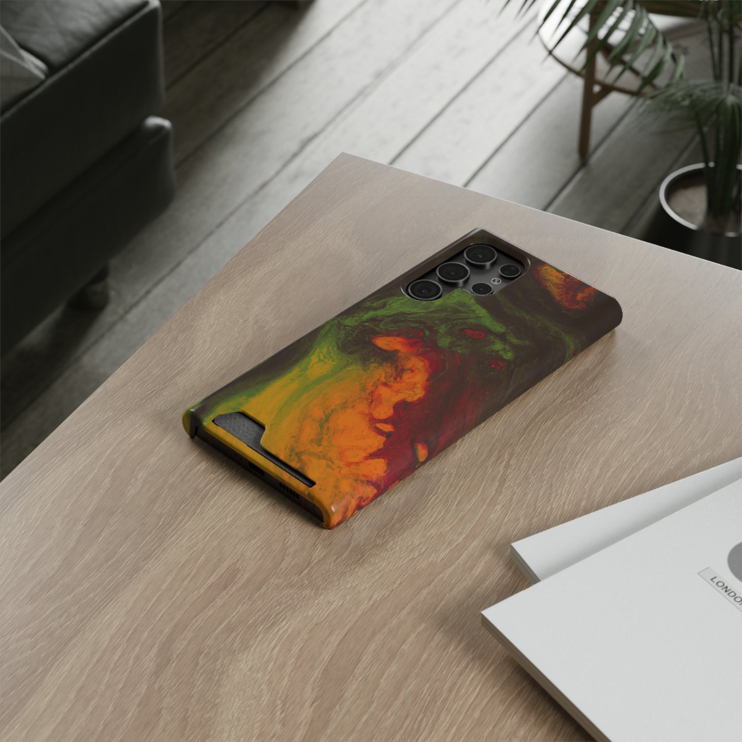 iPhone 13 and Samsung S21, S22 Cases with Card Holder Ft. Abstract Gas Giant