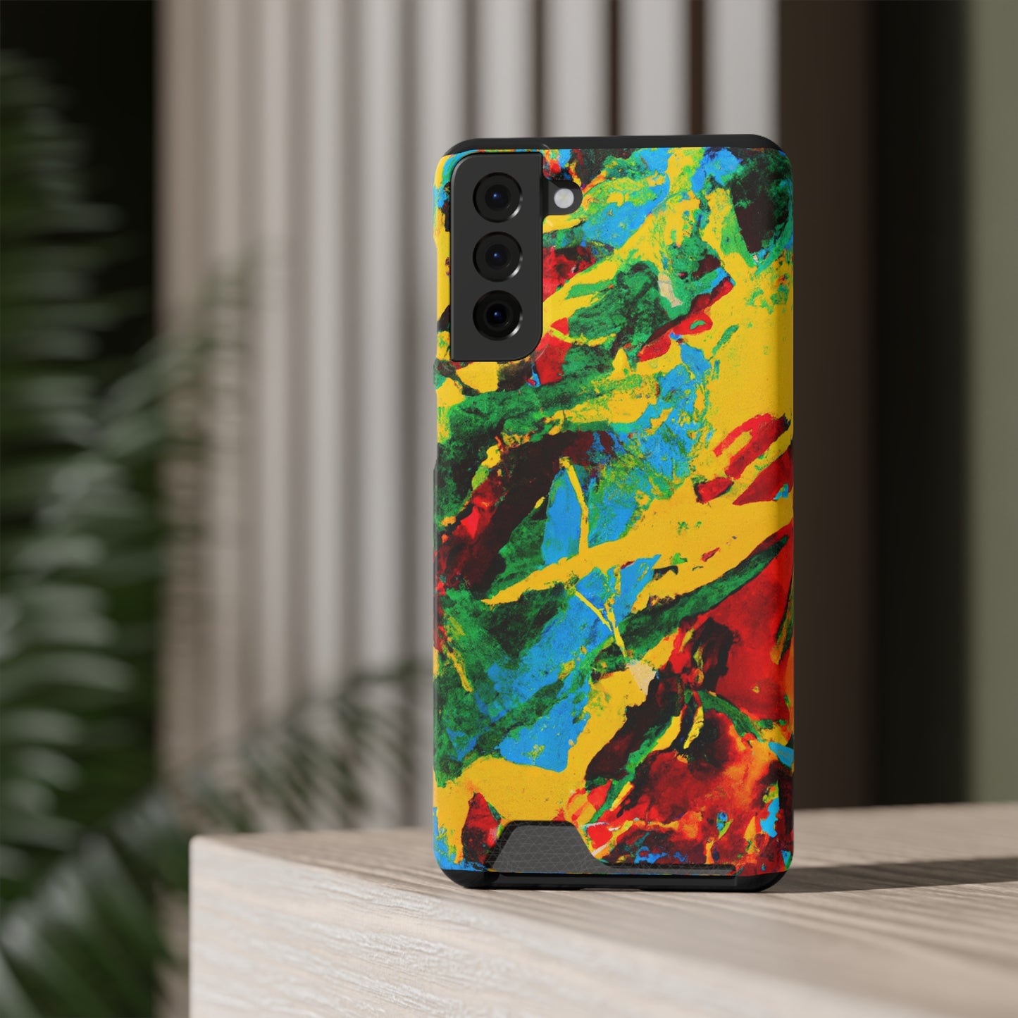 iPhone and Samsung Cases with Card Holder Ft. Abstract Tropical