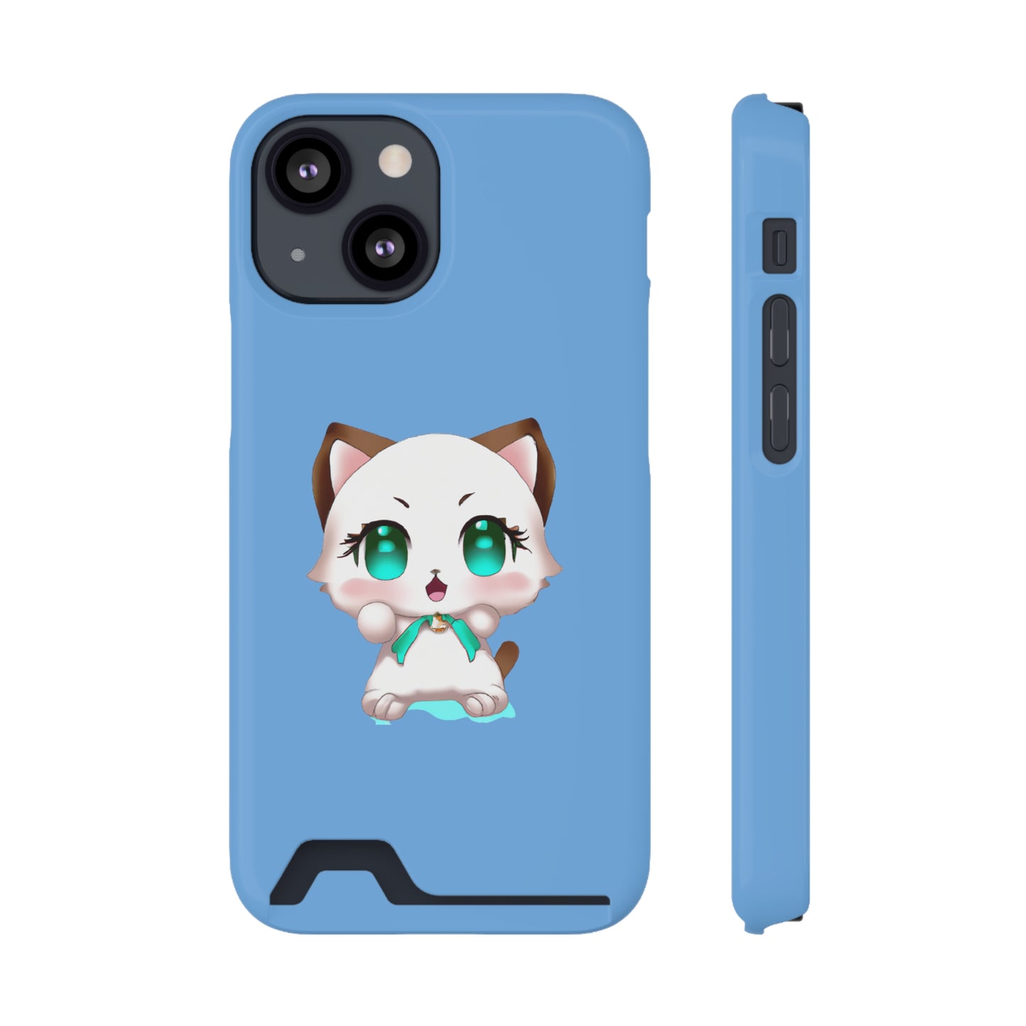 iPhone 13 and Samsung S21, S22 Cases with Card Holder Ft. Cute Kitty