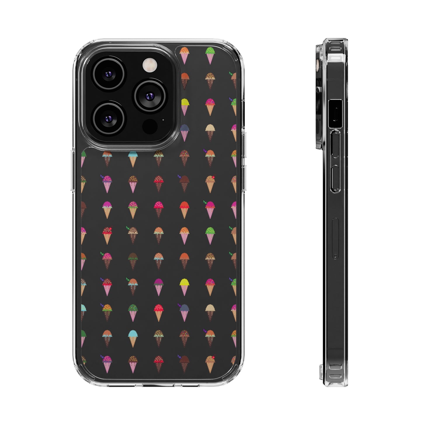 Clear Hard Case for iPhone 1-14 and Samsung S21-S22, Featuring Pixel Cones