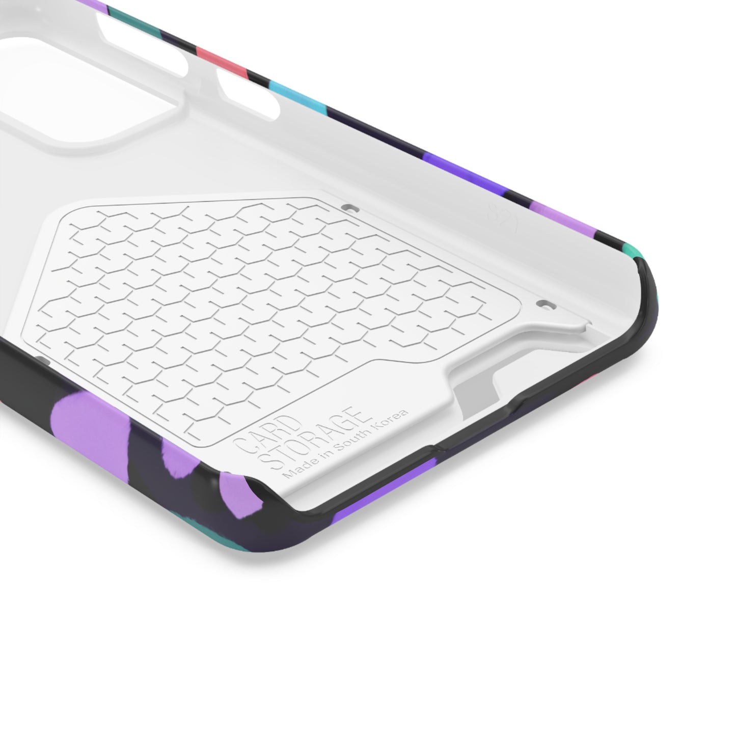 iPhone 13 and Samsung S21, S22 Cases with Card Holder Ft. Purple Dots