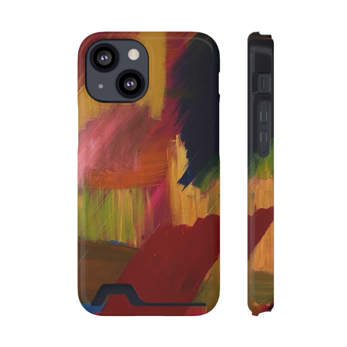 iPhone 13 and Samsung S21, S22 Cases with Card Holder Ft. Abstract Red