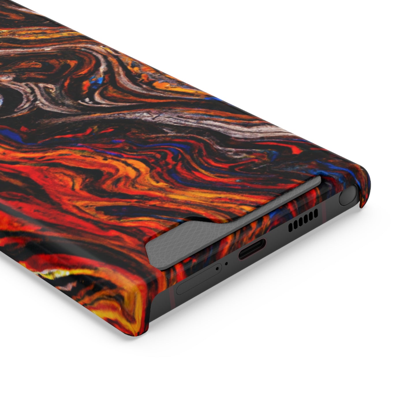 iPhone 13 and Samsung S21, S22 Cases with Card Holder Ft. Abstract Petrified Wood