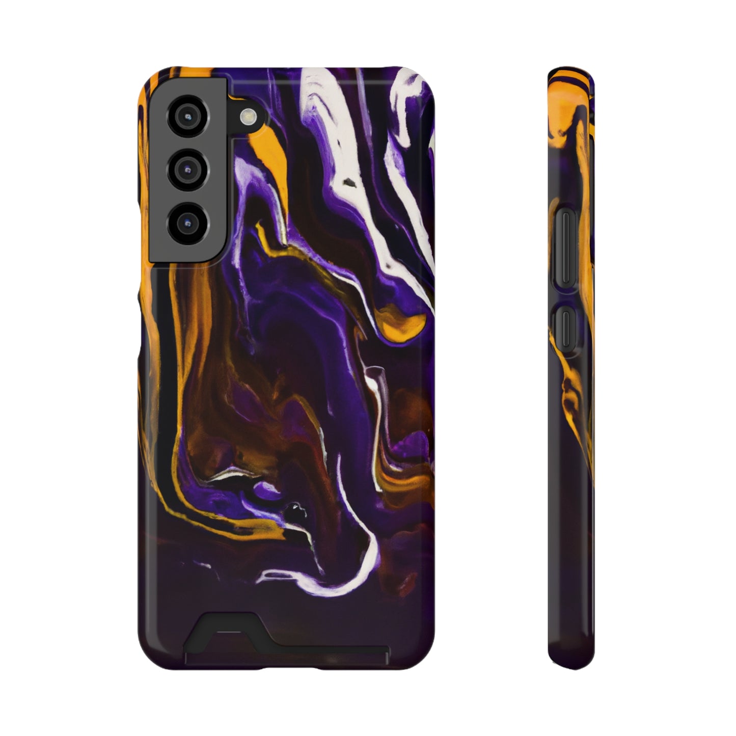 iPhone 13 and Samsung S21, S22 Cases with Card Holder Ft. Purple Tiger Stripes
