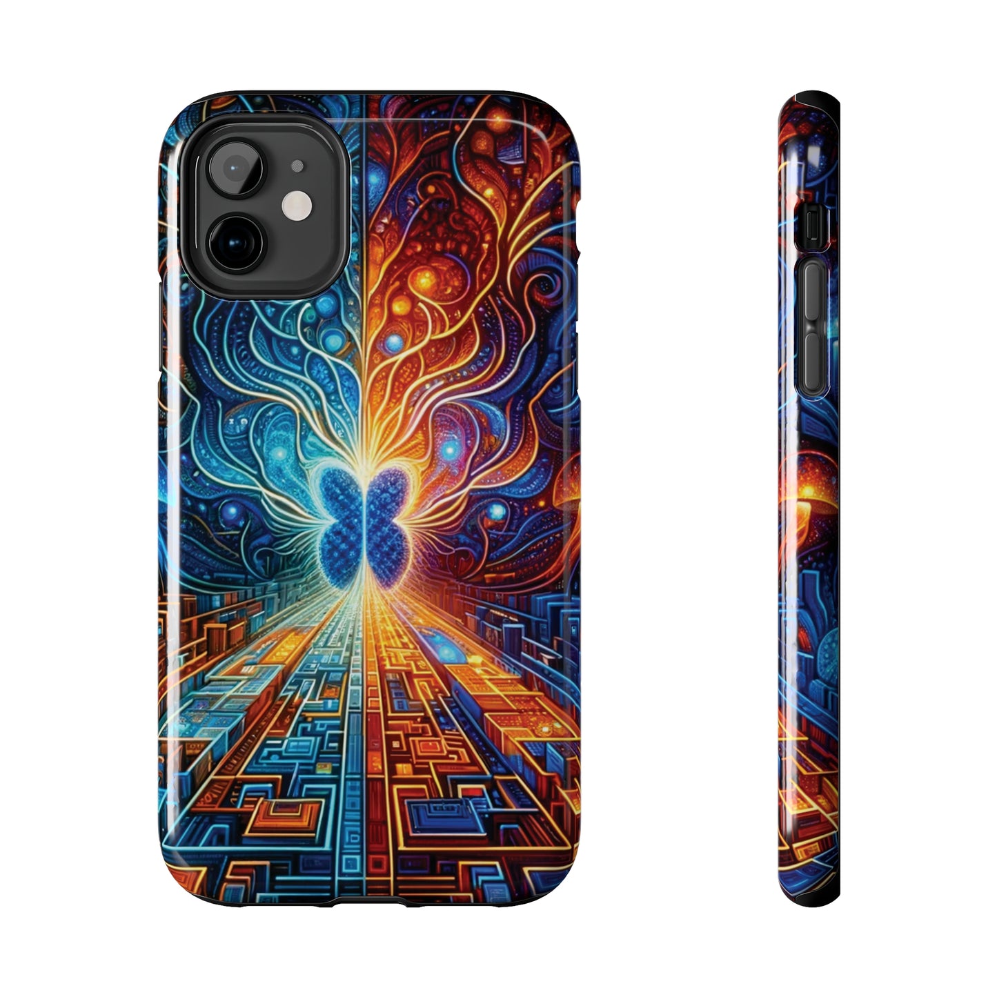 ToughDrop Apple iPhone Case Ft. Cyber Blue Butterfly