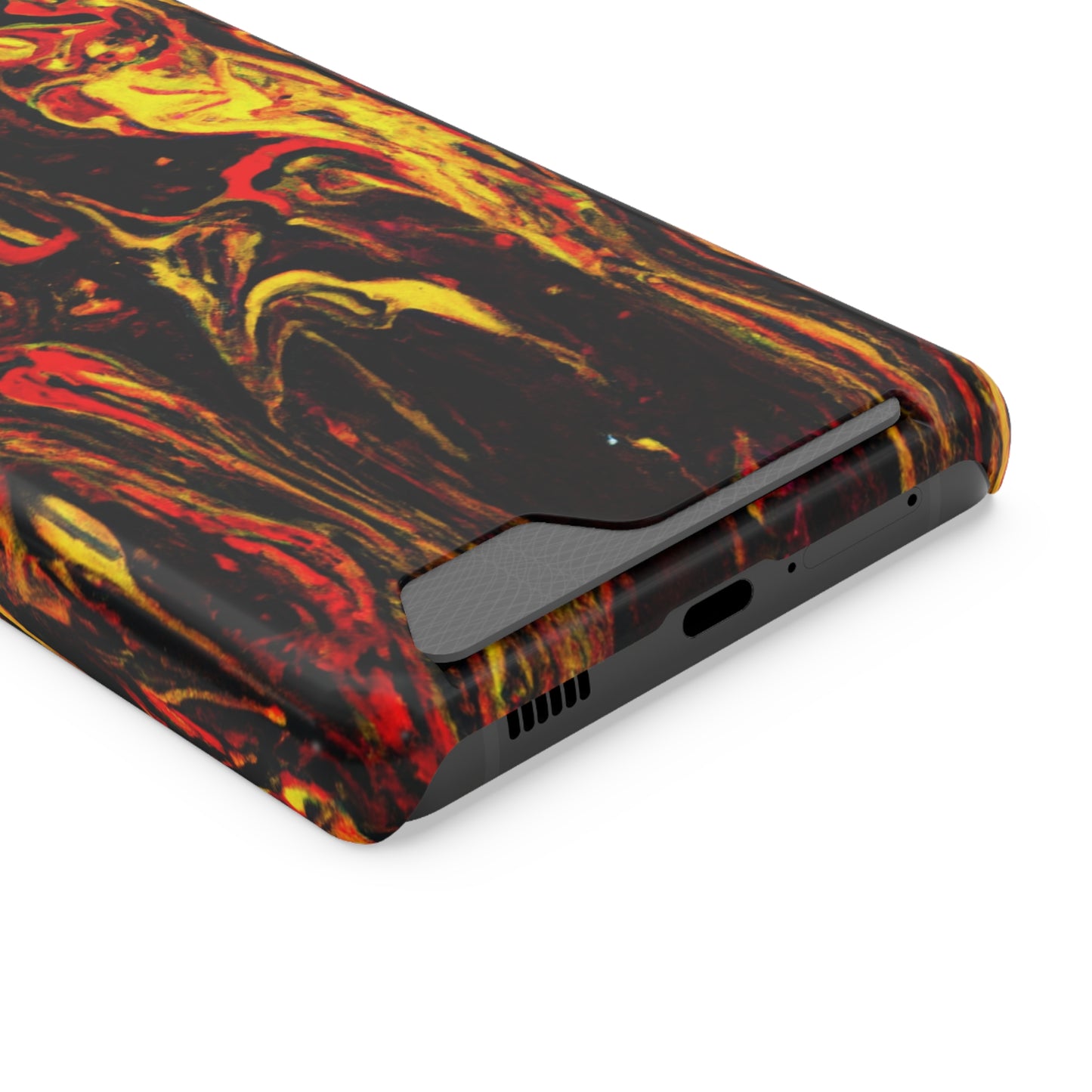 iPhone 13 and Samsung S21, S22 Cases with Card Holder Ft. Abstract Black and Yellow