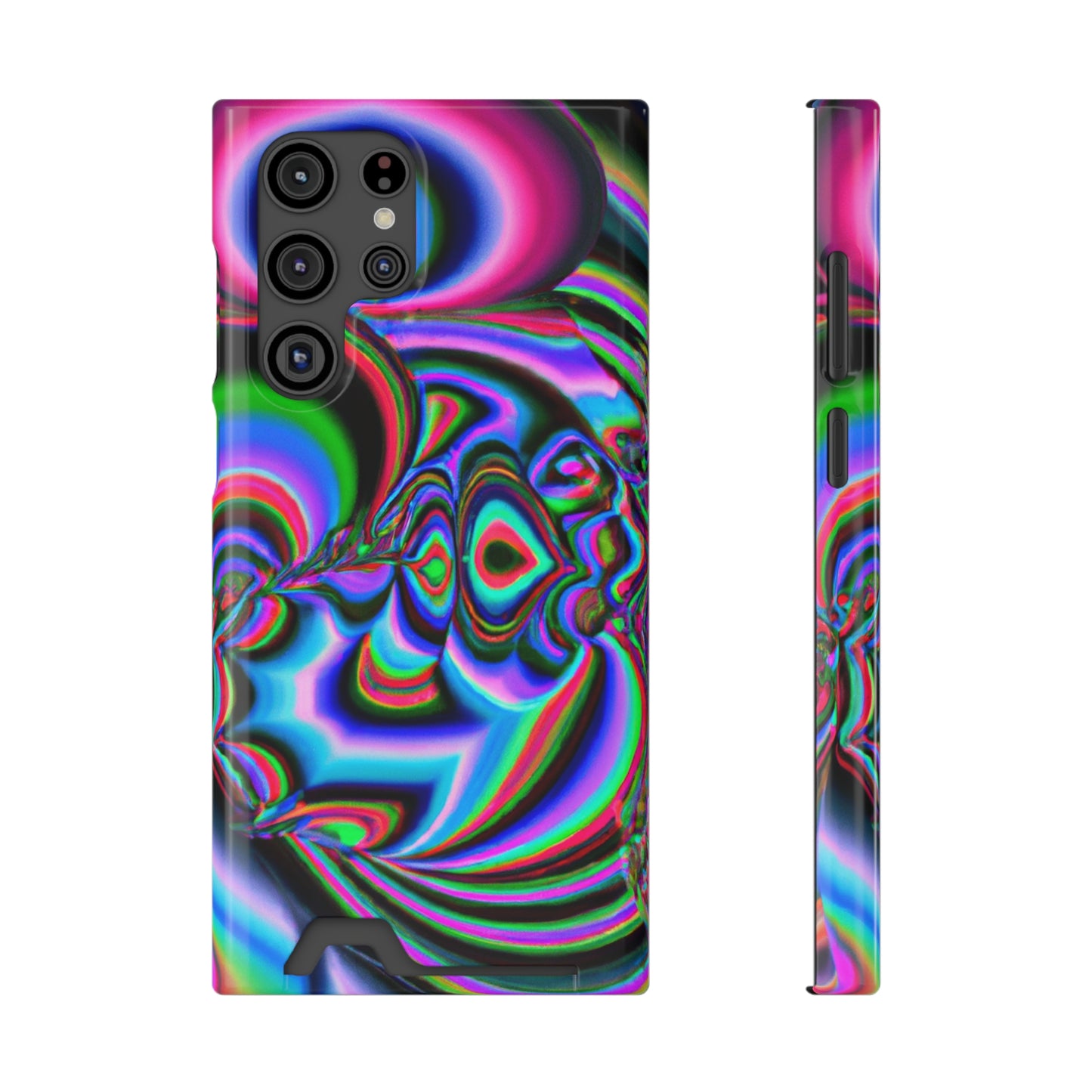 iPhone 13 and Samsung S21, S22 Cases with Card Holder Ft. Abstract Time