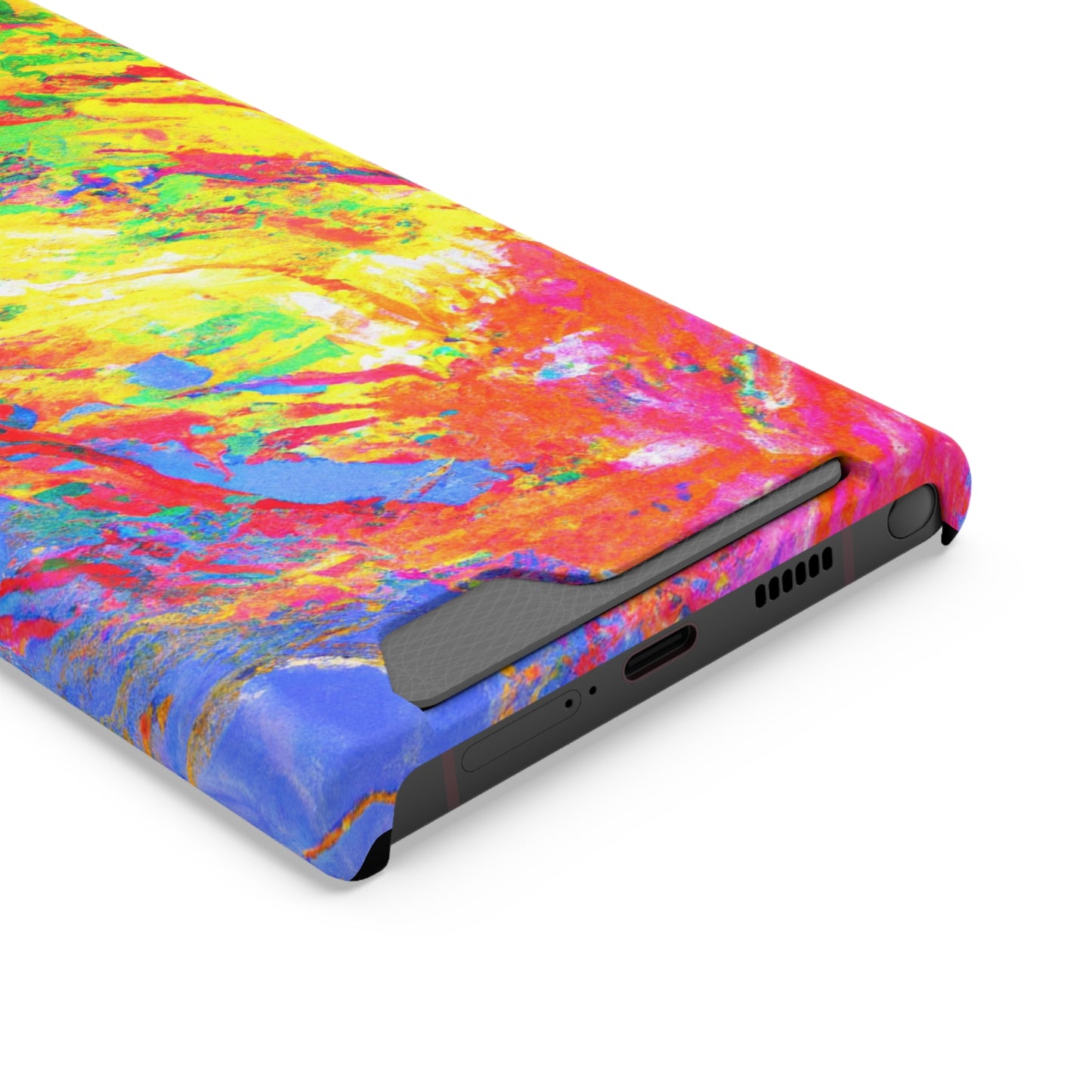 Abstract Sherbet: Phone case with card holder for iPhone 13 models and Samsung S21-S22 models