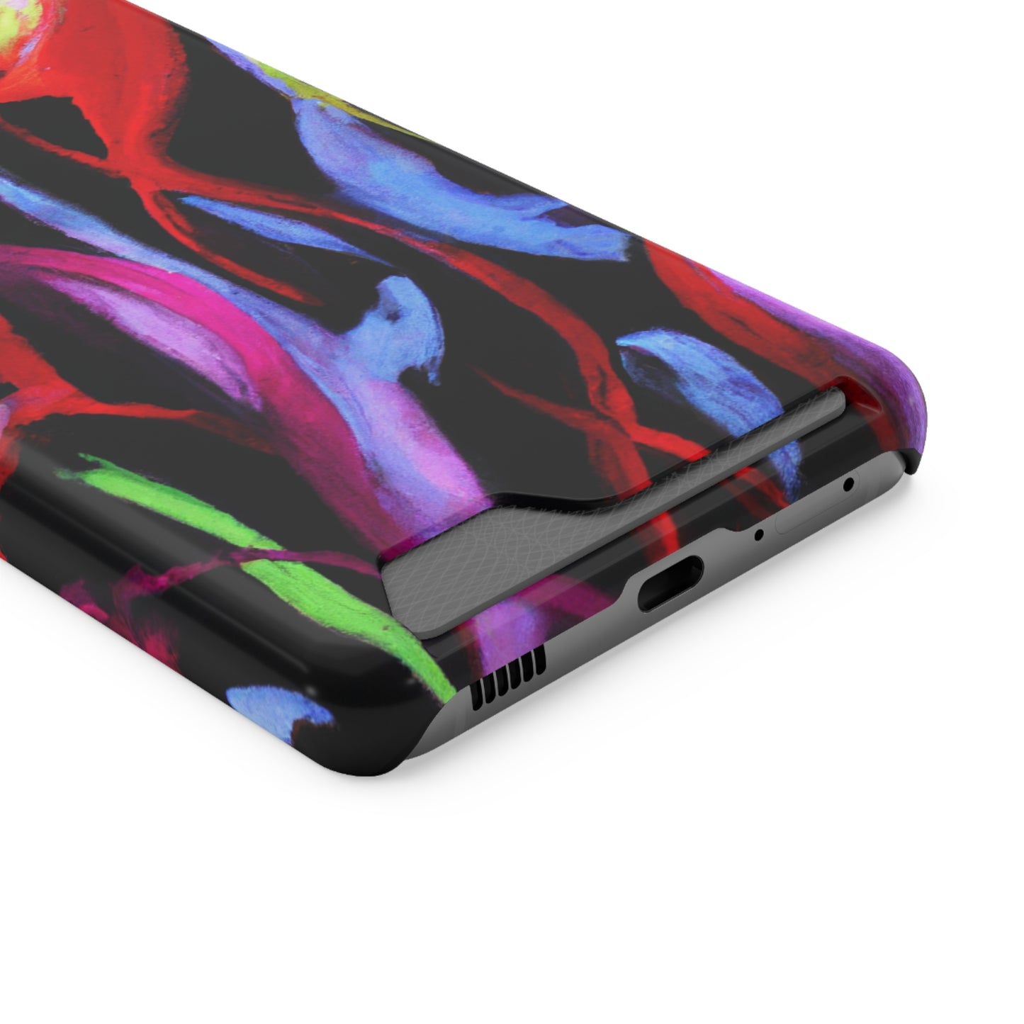 iPhone 13 and Samsung S21, S22 Cases with Card Holder Ft. Abstract Tulips
