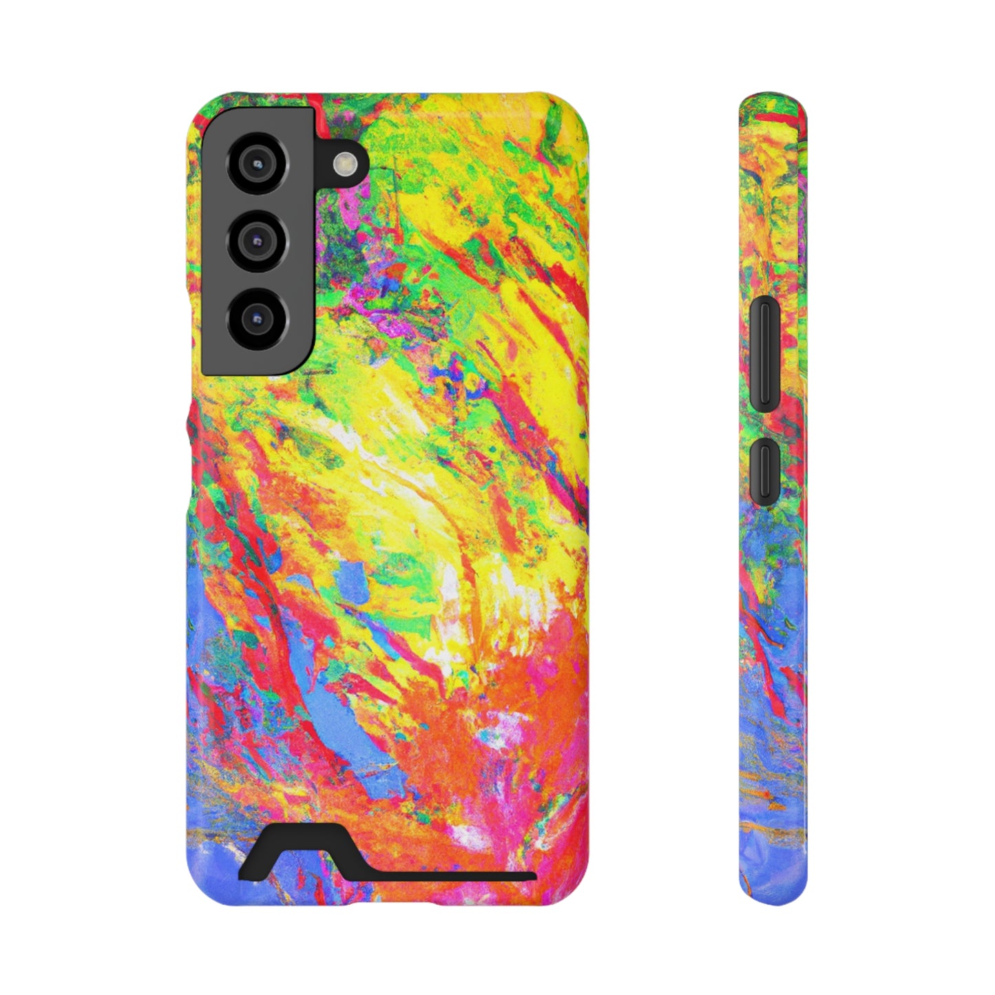 Abstract Sherbet: Phone case with card holder for iPhone 13 models and Samsung S21-S22 models