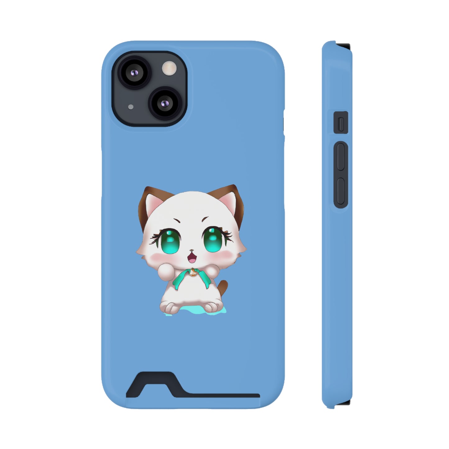 iPhone 13 and Samsung S21, S22 Cases with Card Holder Ft. Cute Kitty