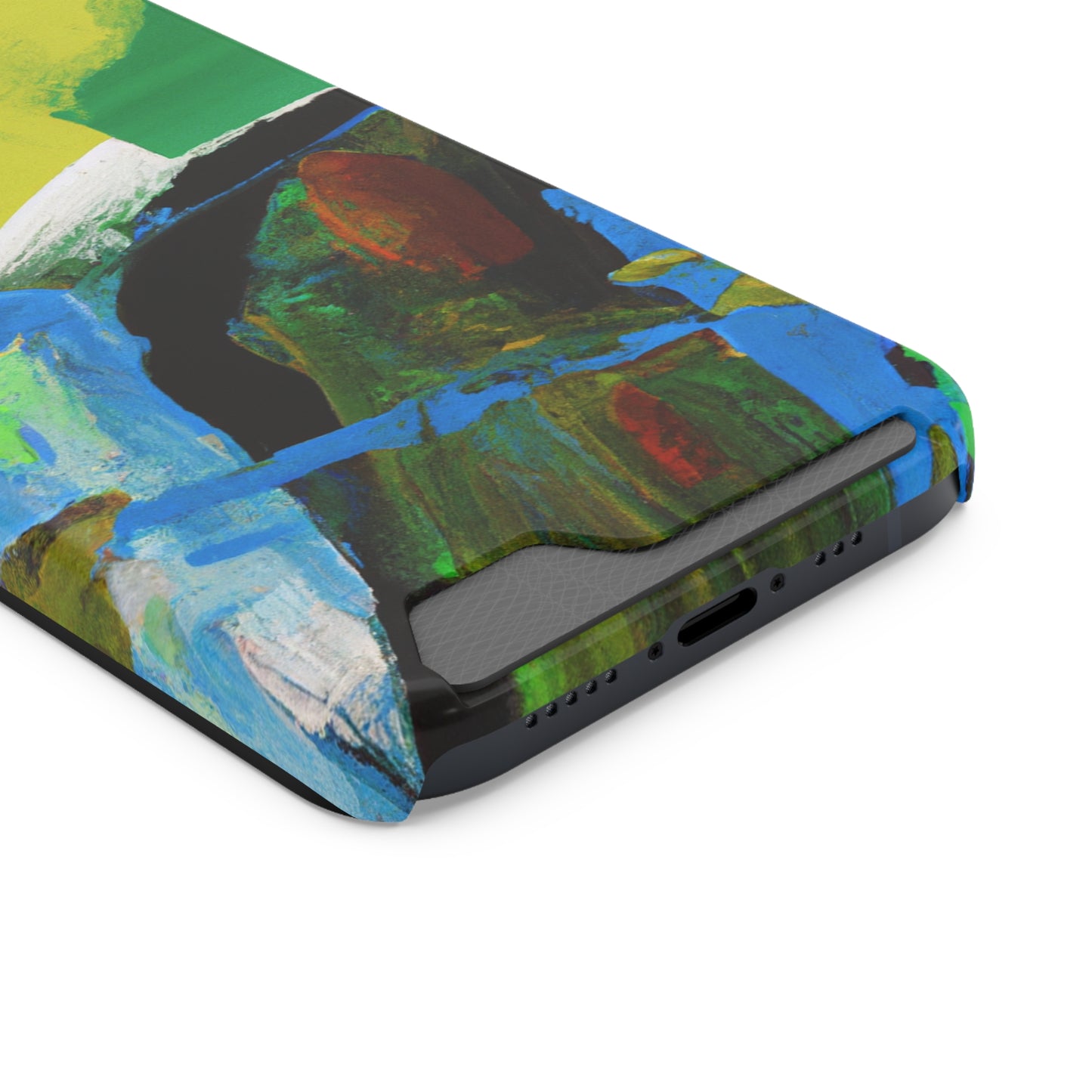 iPhone 13 and Samsung S21, S22 Cases with Card Holder Ft. Abstract River