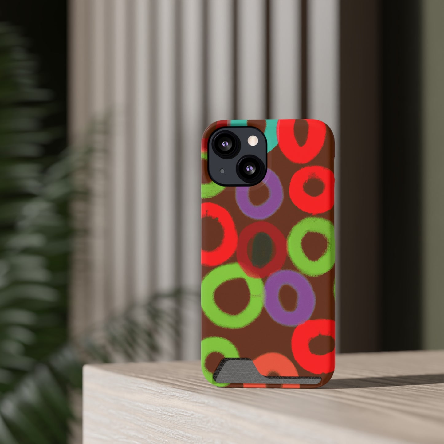 iPhone 13 and Samsung S21, S22 Cases with Card Holder Ft. Fruity Circles