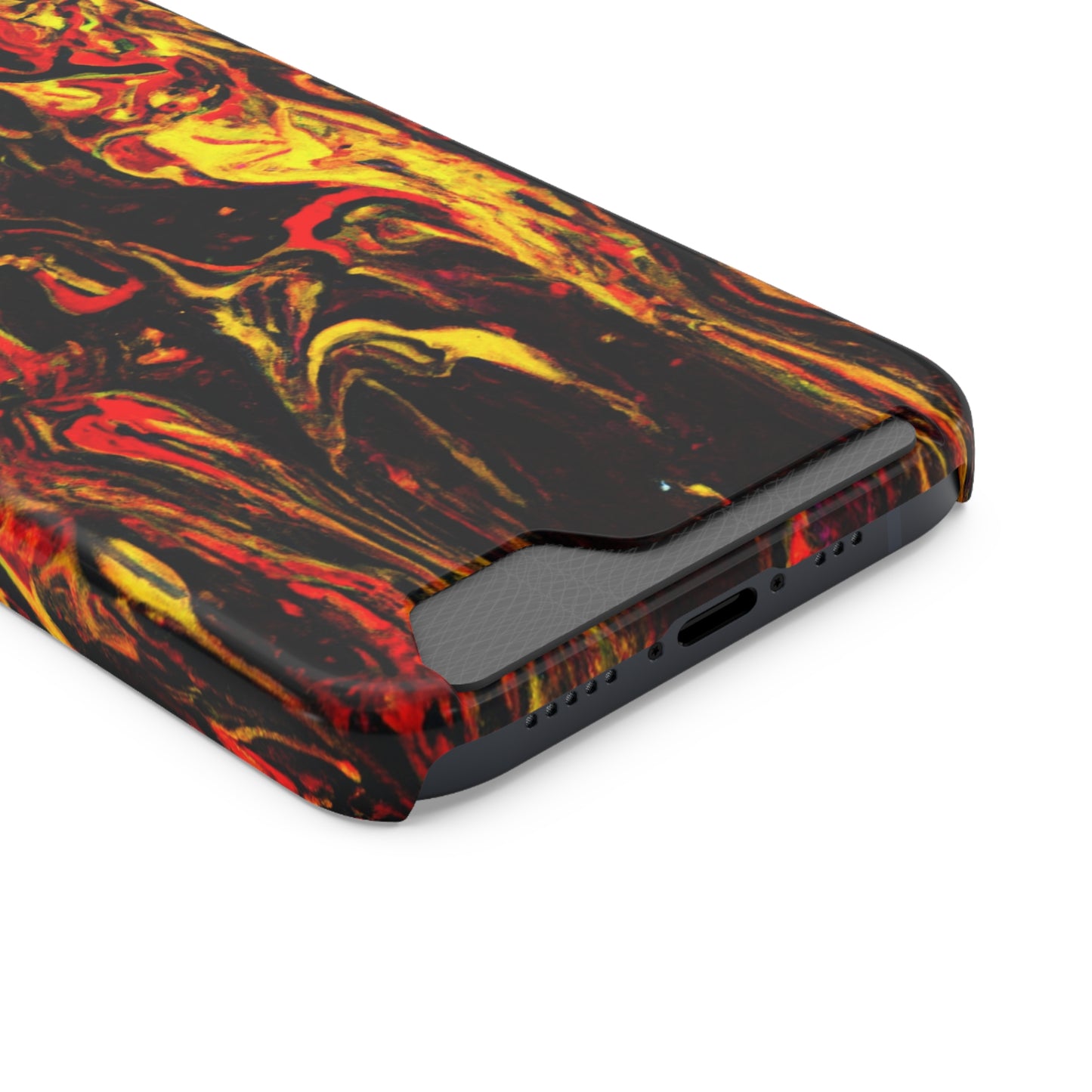 iPhone 13 and Samsung S21, S22 Cases with Card Holder Ft. Abstract Black and Yellow