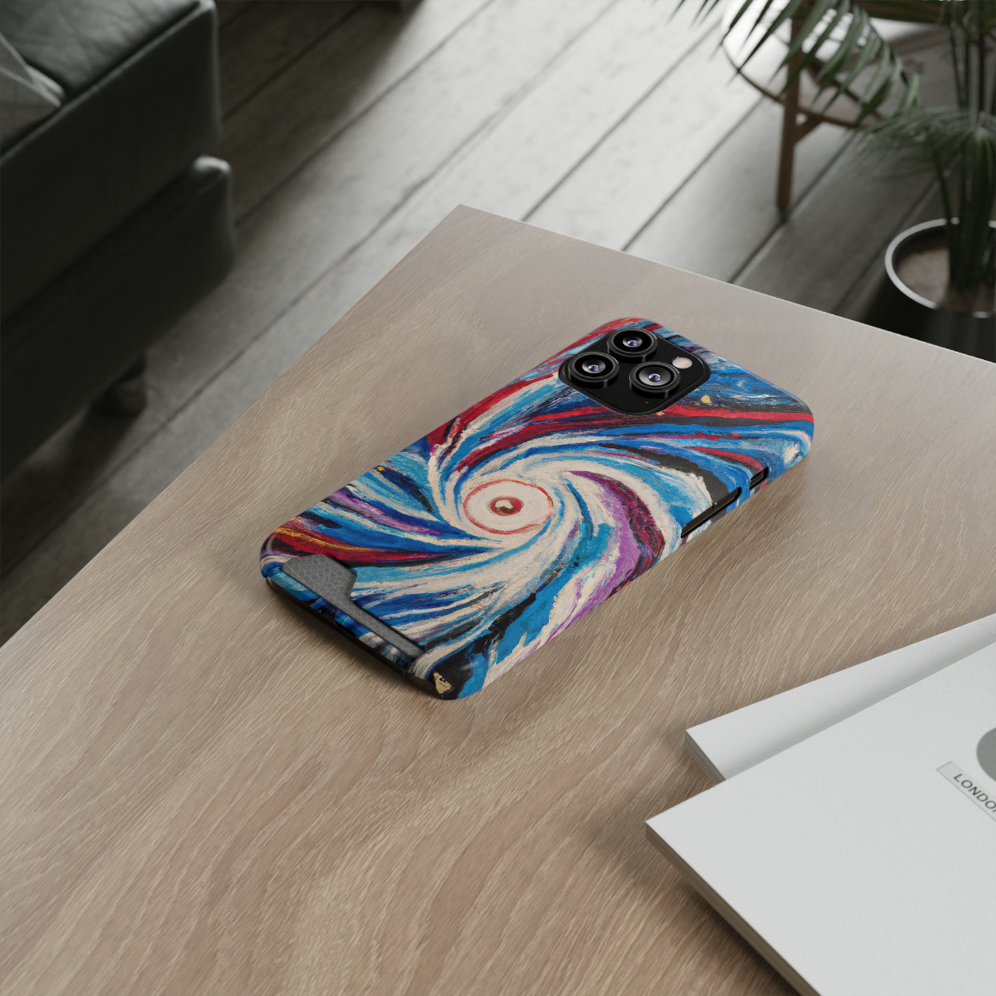 iPhone 13 and Samsung S21, S22 Cases with Card Holder Ft. Abstract Vortex
