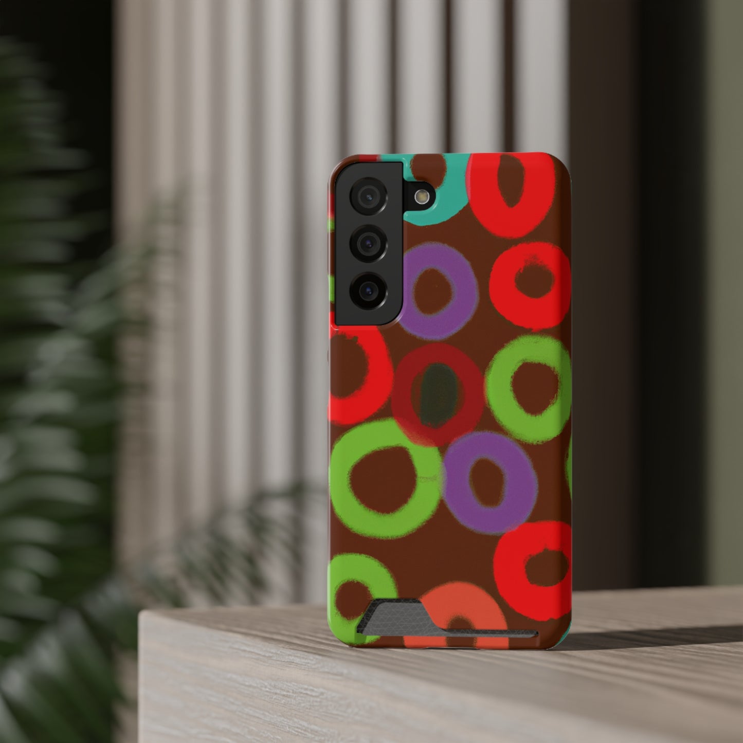 iPhone 13 and Samsung S21, S22 Cases with Card Holder Ft. Fruity Circles