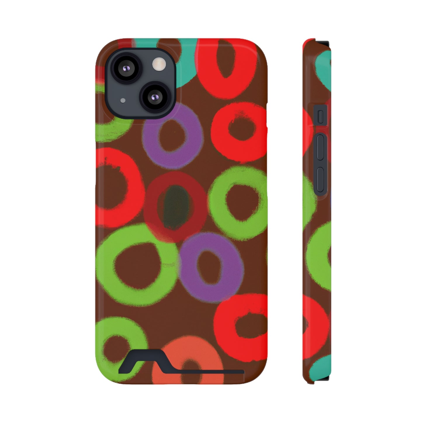 iPhone 13 and Samsung S21, S22 Cases with Card Holder Ft. Fruity Circles