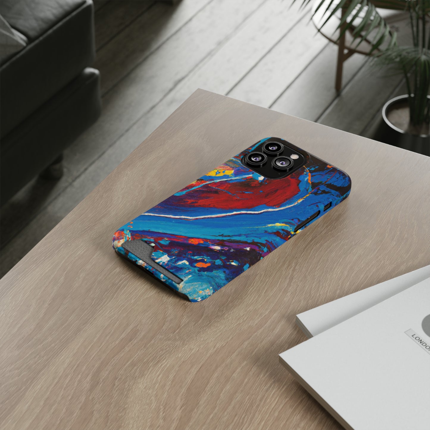 iPhone 13 and Samsung S21, S22 Cases with Card Holder Ft. Abstract Wave