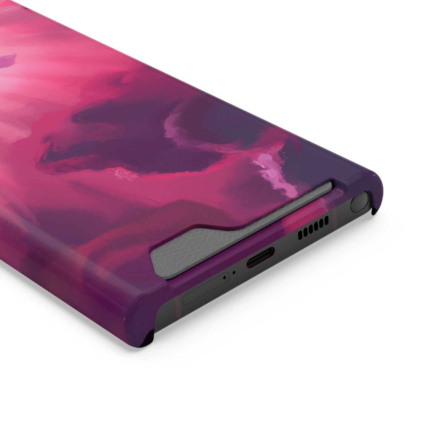 iPhone 13 and Samsung S21, S22 Cases with Card Holder Ft. Abstract Pink Sky