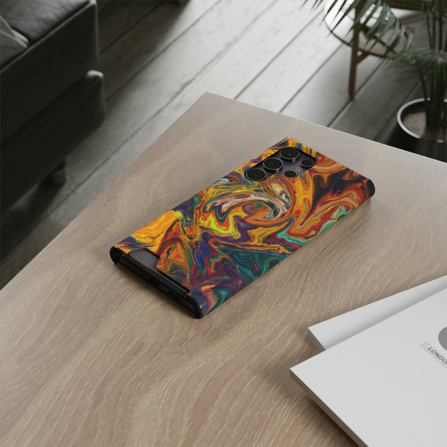 iPhone and Samsung Cases with Card Holder Ft. Abstract Spin