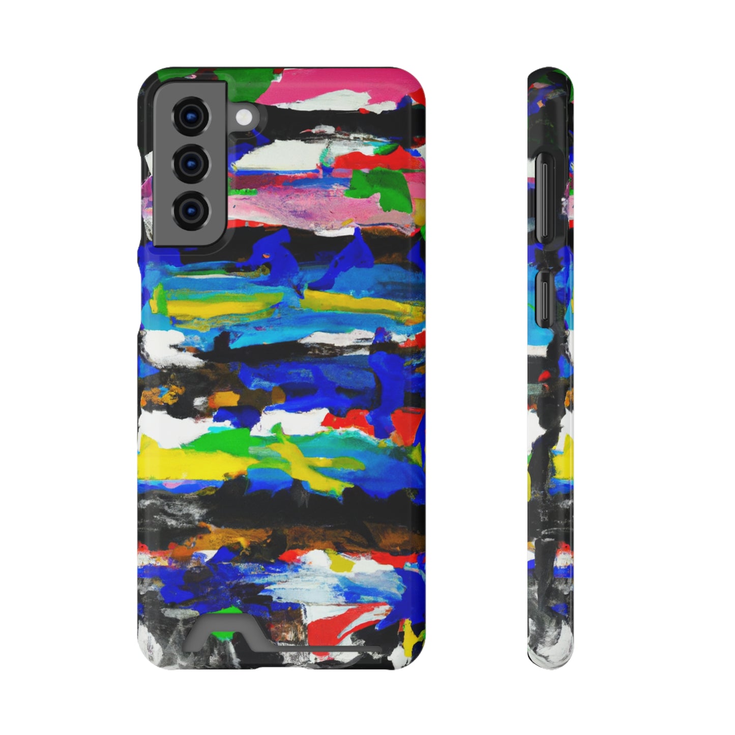 iPhone 13 and Samsung S21, S22 Cases with Card Holder Ft. Abstract Stripes