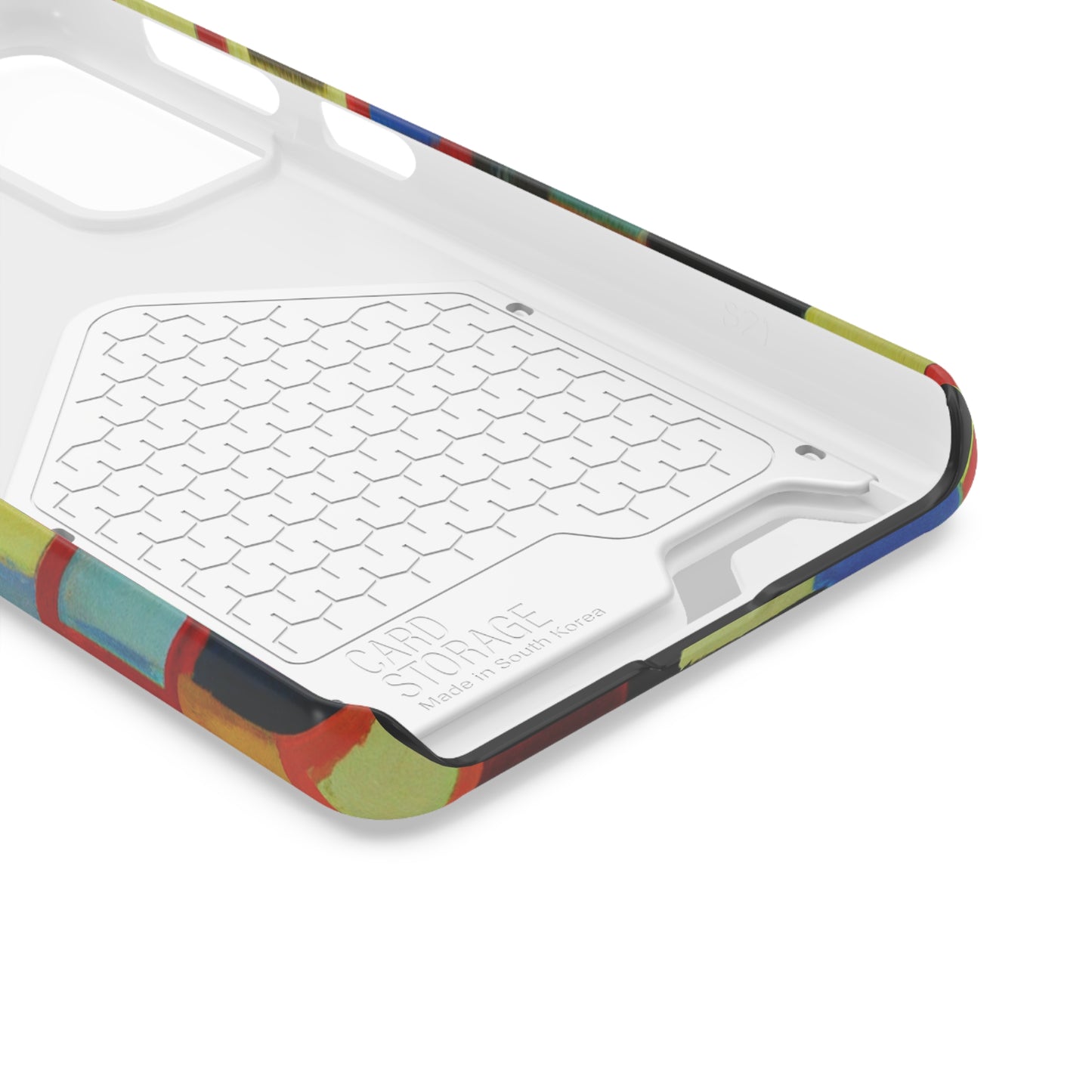 iPhone 13 and Samsung S21, S22 Cases with Card Holder Ft. Abstract Squares