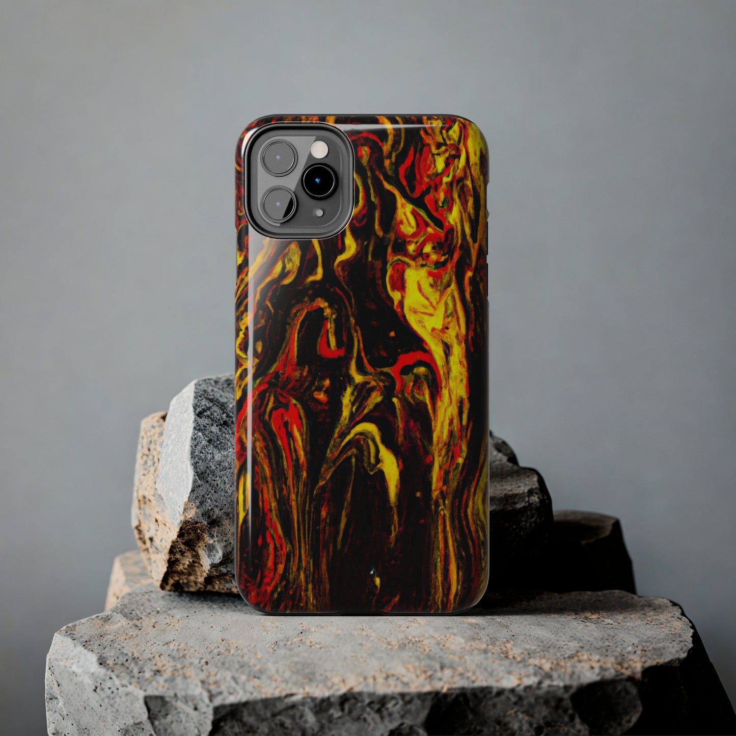 Tough Apple iPhone Case Ft. Abstract Black and Yellow