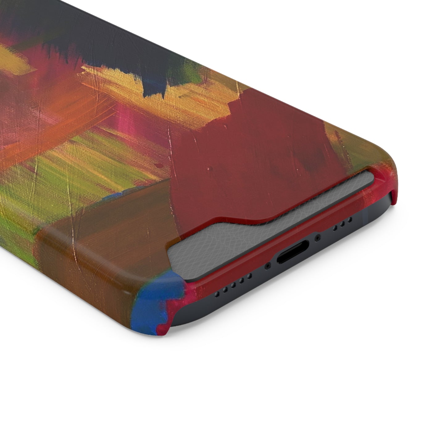 iPhone 13 and Samsung S21, S22 Cases with Card Holder Ft. Abstract Red