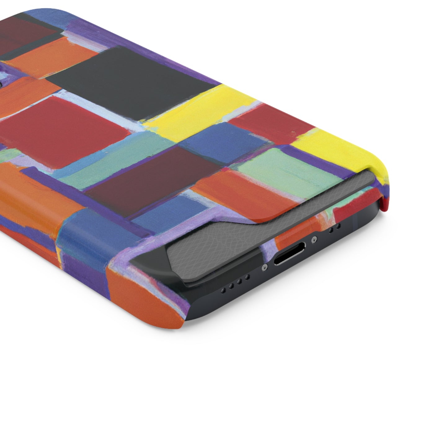 iPhone 13 and Samsung S21, S22 Cases with Card Holder Ft Abstract Rectangles