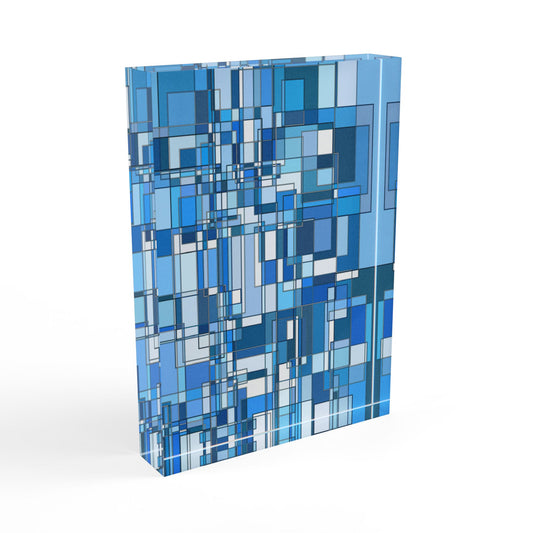 Geometric Blue Acrylic Photo Block