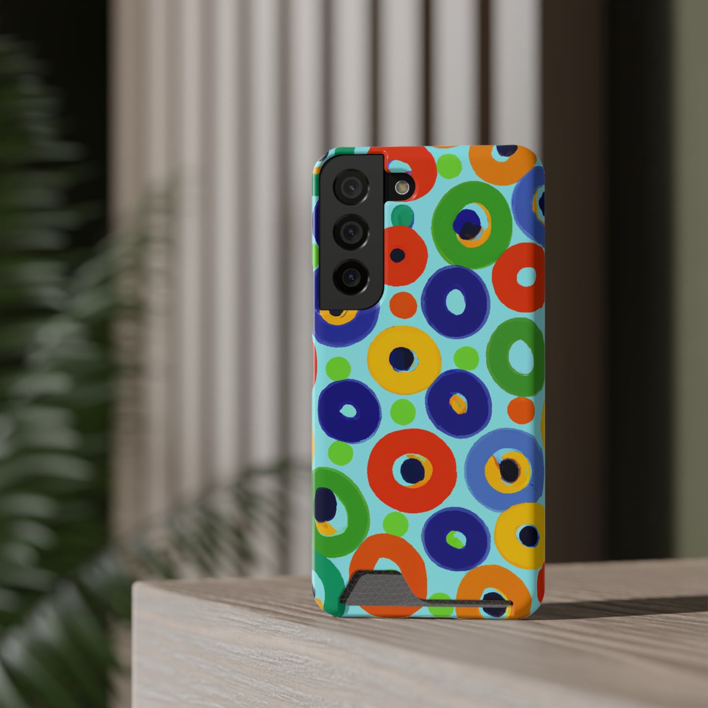 iPhone 13 and Samsung S21, S22 Cases with Card Holder Ft. Vivid Circles