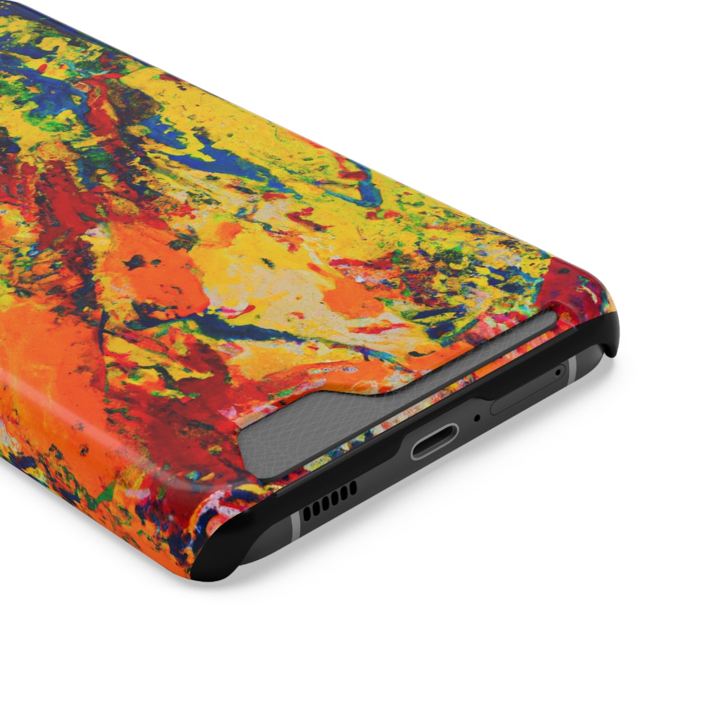 iPhone or Samsung Case with Card Holder Ft. Abstract Yellow Orange