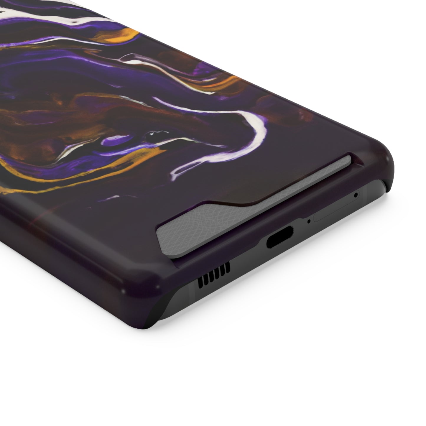 iPhone 13 and Samsung S21, S22 Cases with Card Holder Ft. Purple Tiger Stripes