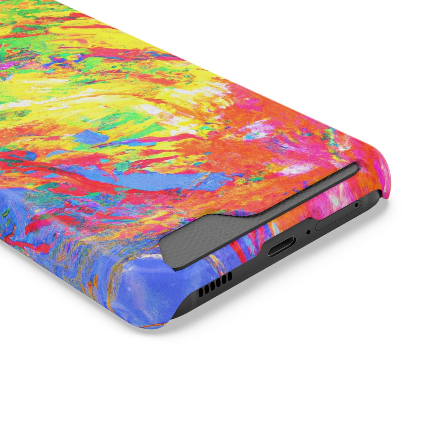Abstract Sherbet: Phone case with card holder for iPhone 13 models and Samsung S21-S22 models